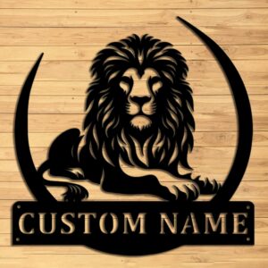 Custom Lion Metal Wall Sign - Personalized Art Decor With Name