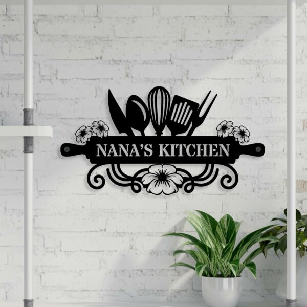 Metal Kitchen Name Sign, Personalized Kitchen Metal Sign, Nana’s Kitchen Art Wall Decor, Dining Room Signs